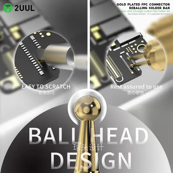 Second image of 2UUL SC98 Gold Plated FPC Connector Reballing Solder Bar 3 Bars with U