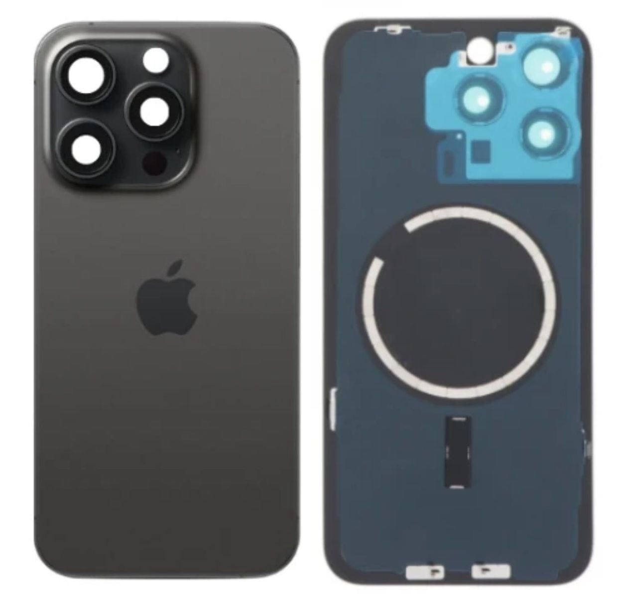 Πίσω Γυαλί Μαγνήτες Magsafe & Camera Lens Iphone 15 Pro Max Black Titanium